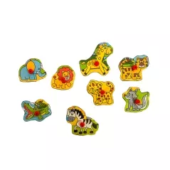 Puzzle din lemn cu animale din jungla, 8 piese, Gonga®