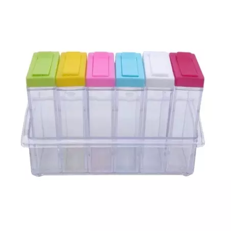 Set de 6 recipiente transparente pentru condimente, multicolor, Gonga®