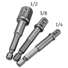 Set adaptoare autofiletanta 3 elemente 1/4"-3/8"-1/2 ", Gonga® - Argintiu