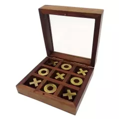 Joc X si 0 în cutie de lemn, 13x13 cm,Gonga