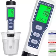 Tester 2in1, pH-ul apei și temperatura acesteia intre 0,19 ° si 60 ° - Alb
