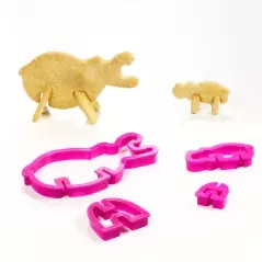 Set 4 forme model diverse animale pentru aluat, Gonga® - Roz
