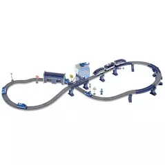 Tren electric cu vagoane de politie si elicopter, 92 de elemente, Gonga®