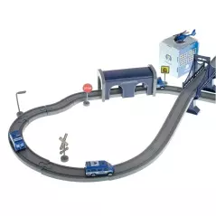 Tren electric cu vagoane de politie si elicopter, 92 de elemente, Gonga®