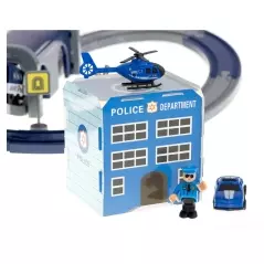 Tren electric cu vagoane de politie si elicopter, 92 de elemente, Gonga®