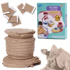 Argila ceramica pentru copii, roata olarului,1,2 Kg, Gonga - Bej