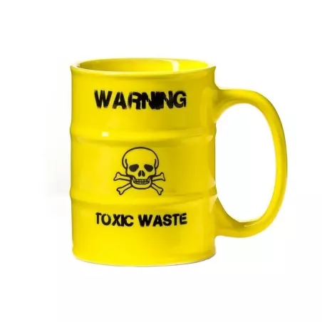 Cană în formă de butoi cu mesaj WARNING TOXIC WASTE, Gonga®