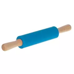 Sucitor din silicon cu manere de lemn, 38 cm, Gonga® - Albastru