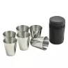 Set de 6 pahare de 30 ml, otel inoxidabil cu husa din piele ecologica, Gonga®