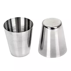 Set de 6 pahare de 30 ml, otel inoxidabil cu husa din piele ecologica, Gonga®