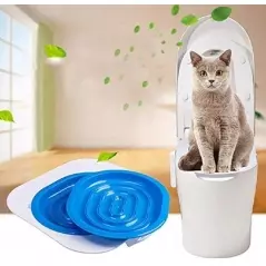 Așternut pentru pisici tip capac WC, pentru a învața să folosească toaleta, Gonga® - Alb/Albastru