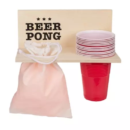 Joc de petrecere Beer Pong cu raft, 24 piese, Gonga®