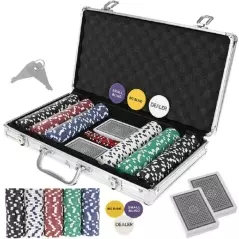 Set poker, 300 jetoane, valiza depozitare de aluminiu, Gonga® - Multicolor