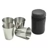 Set 4 Pahare de 30 ml, Otel Inoxidabil Cu Husa Din Piele Ecologica, Gonga®