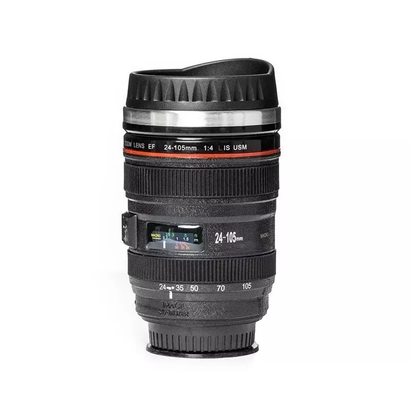 Cana in forma de obiectiv foto, antigravitatie cu interior din otel inoxidabil, protectie termica, 350 ml, Gonga®