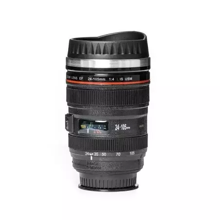 Cana in forma de obiectiv foto, antigravitatie cu interior din otel inoxidabil, protectie termica, 350 ml, Gonga®