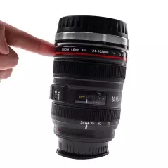 Cana in forma de obiectiv foto, antigravitatie cu interior din otel inoxidabil, protectie termica, 350 ml, Gonga®
