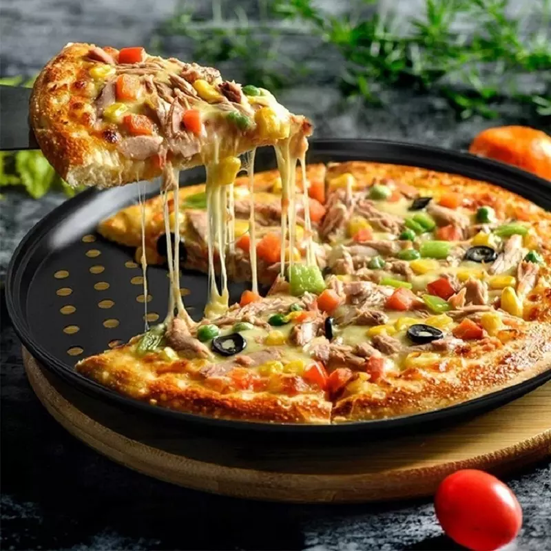Tava de copt perforata pentru pizza, 33 x 33 cm, Gonga®
