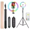 Inel RGB slefie stick diametreu 30 cm, inaltime 60-210 cm, Gonga®