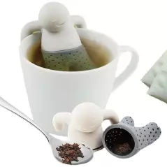 Infuzor din silicon in forma de om pentru ierburi si ceai, Gonga® - Gri