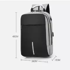 Rucsac cu cifru si port USB, impermeabil, Gonga®