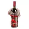 Haina pentru sticla de vin de Craciun, model blanita cu carouri, Gonga®