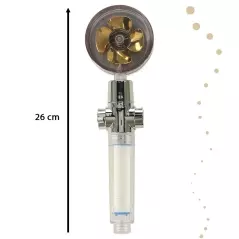 Cap de dus cu ventilator si presiune dubla, buton de oprire ON/OFF, Gonga®