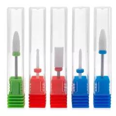 Set de 8 freze conice, 5 ceramice si 3 diamantate, pentru unghii, Gonga®