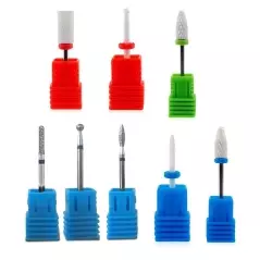 Set de 8 freze conice, 5 ceramice si 3 diamantate, pentru unghii, Gonga®