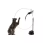 Jucarie pentru pisici cu ventuza, pene colorate si clopotei, tip undita, 90 cm, Gonga®