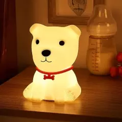 Lampa de veghe pentru copii, model catel din silicon, lumina calda si multicolora, Gonga®