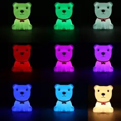 Lampa de veghe pentru copii, model catel din silicon, lumina calda si multicolora, Gonga®