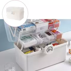 Cutie organizator pentru medicamente, trei niveluri si maner de transport, 29x16x15 cm, Gonga®