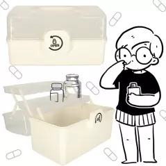 Cutie organizator pentru medicamente, trei niveluri si maner de transport, 29x16x15 cm, Gonga®