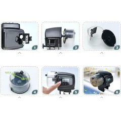 Hranitor automat pentru pesti de acvariu, afisaj LCD, plastic, 10.6x10.3x5.9 cm, Gonga®