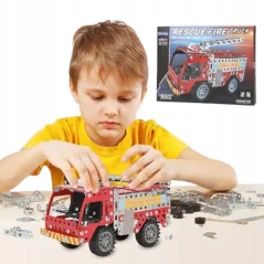 Set de constructie, masina de pompieri, elemente metalice cu surub, 292 bucati, Gonga®