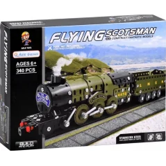 Set de constructie, Locomotiva, elemente metalice cu surub, 340 bucati, Gonga®