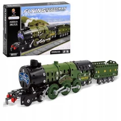 Set de constructie, Locomotiva, elemente metalice cu surub, 340 bucati, Gonga®