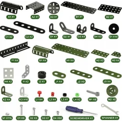 Set de constructie, Locomotiva, elemente metalice cu surub, 340 bucati, Gonga®