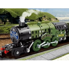 Set de constructie, Locomotiva, elemente metalice cu surub, 340 bucati, Gonga®
