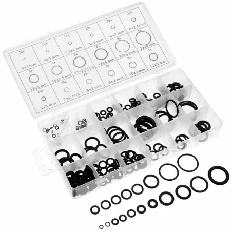 Set garnituri oringuri din cauciuc, servodirectie la caseta, 225 bucati, 18 dimensiuni diferite, carcasa inclusa, Gonga®