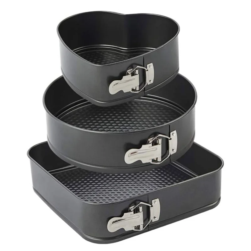 Set de 3 forme pentru copt, baza detasabila, inima, forma rotunda si patrata, Gonga®