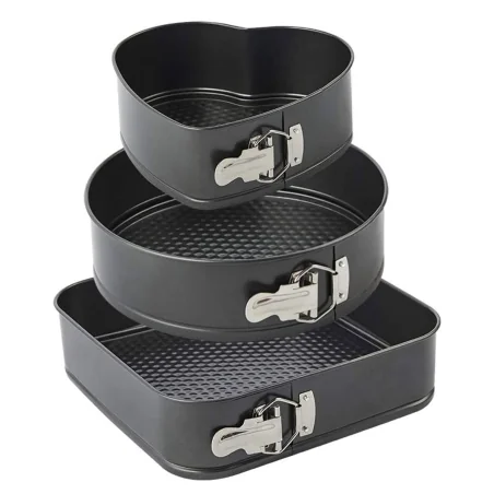 Set de 3 forme pentru copt, baza detasabila, inima, forma rotunda si patrata, Gonga®