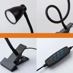 Lampă de birou LED echipată cu o clemă convenabilă pentru montarea pe masă, 3 nivele de intensitate, alimentare USB, Gonga®