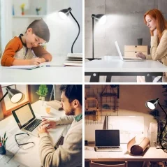 Lampă de birou LED echipată cu o clemă convenabilă pentru montarea pe masă, 3 nivele de intensitate, alimentare USB, Gonga®