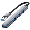 HUB Usb splitter pentru 4 porturi, lungime 14 cm, corp aluminiu, Gonga®