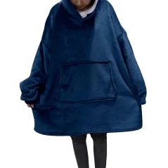 Patura tip hanorac, cu maneci, gluga si buzunar, captusita cu blana, Gonga®