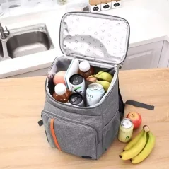 Geanta termoizolanta tip rucsac pentru picnic sau camping, 18L, impermeabil, gri, dimensiuni 42 x 29 x 19 cm, Gonga®