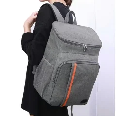 Geanta termoizolanta tip rucsac pentru picnic sau camping, 18L, impermeabil, gri, dimensiuni 42 x 29 x 19 cm, Gonga®