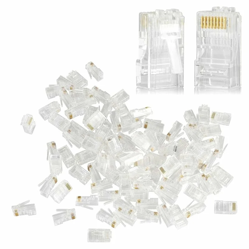 Set 100 de conectori RJ-45 8P8C 8 pini compatibilitate cabluri UTP FTP STP, Gonga®